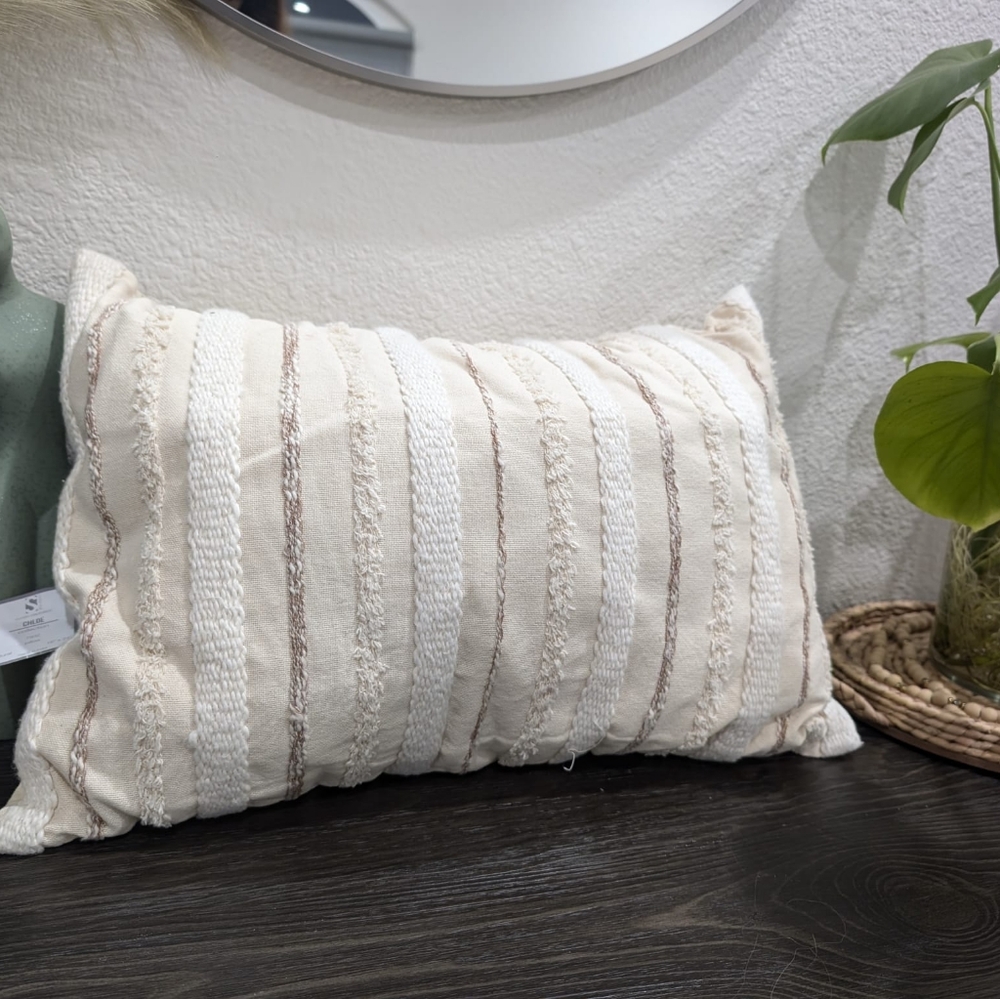 LIFESTYLE Chloe Collection Poly-Filled Woven Stripe Design Throw Pillow, 16"x24"